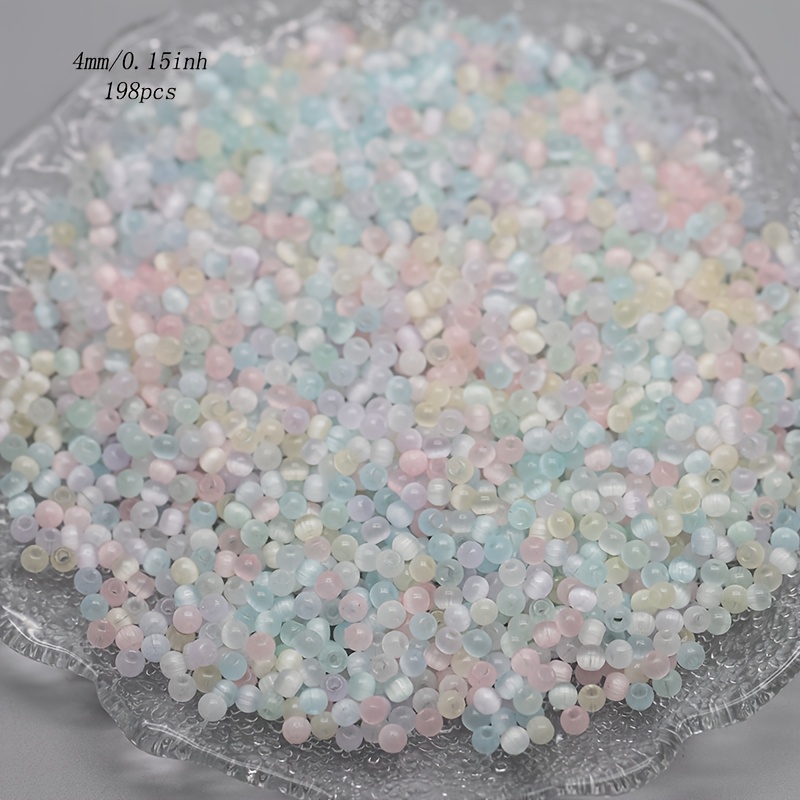198pcs Mixed Color Glass Cat Eye Beads for Jewellery Making